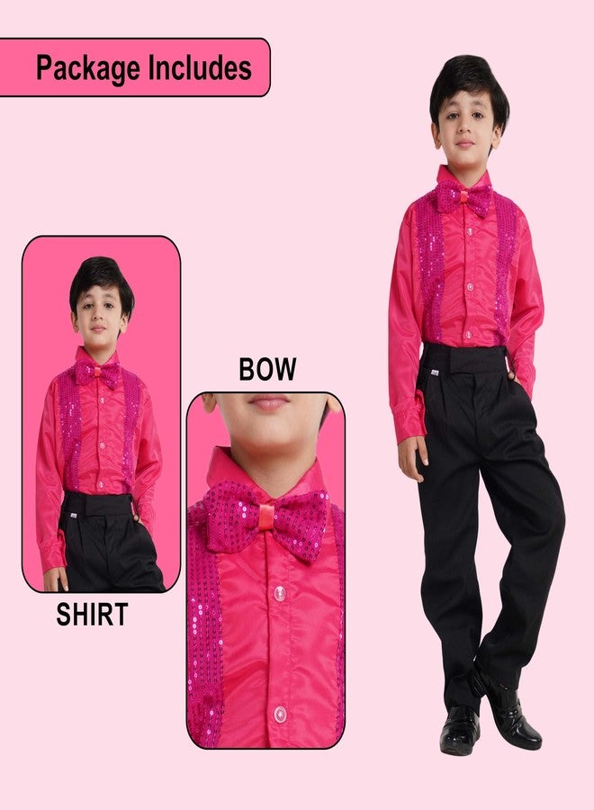 كاكو فانسي دريسيس قميص لامع للأطفال من كاكو، مصنوع من البوليستر، مناسب للرقص | قميص مزين بالترتر للأولاد، مناسب للعمل والمدرسة والحفلات السنوية، لون أرجواني - Image 3